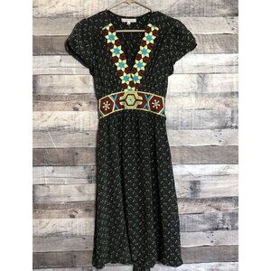 Corey Lynn Calter Anthropologie Women’s Dress Sz 4 100% Silk Aztec Embroidery